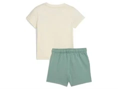 Beige og grønt børnesæt med T-shirt og shorts fra Puma 686285 87 alpine snow bagfra